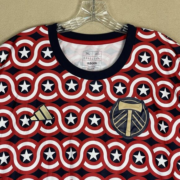 Adidas Jersey Mens 3XL Red‎ Portland Timbers MLS Marvel Captain America Prematch - Picture 2 of 10